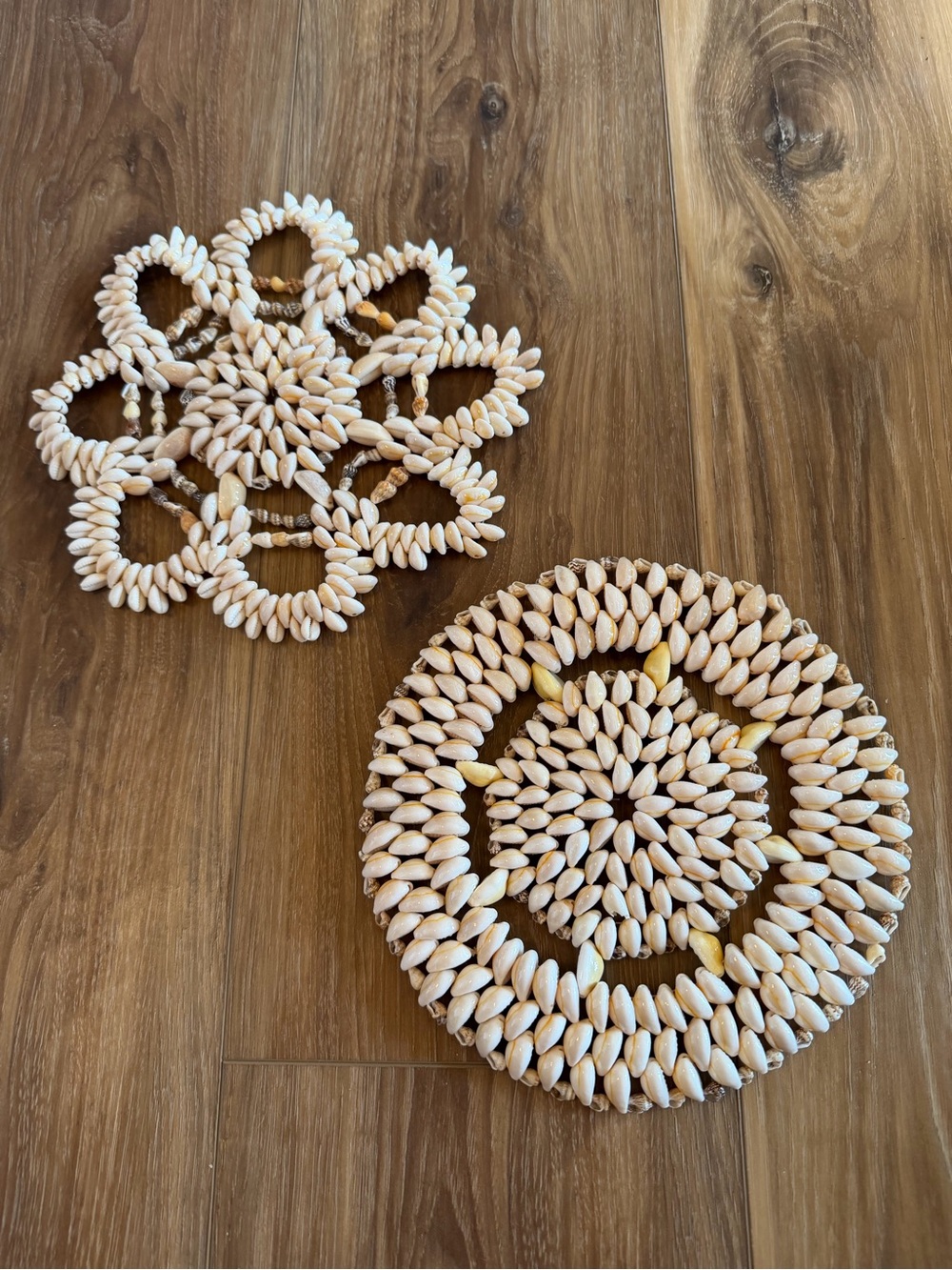 Set of 2 Handmade Shell Trivets - Natural White